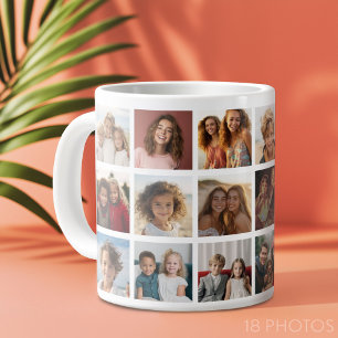 18-Foto-Collage-Raster - Familien- und Freundegale Jumbo-Tasse