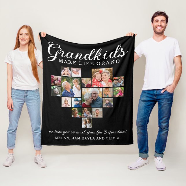 18 Foto Heart Collage Grandkids Make Life Grand Fleecedecke (Beispiel)