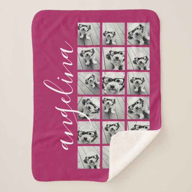 18 FotoCollage - CAN EDIT Hintergrundfarbe Sherpadecke (Vorderseite)