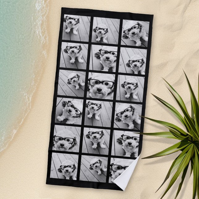 18 FotoCollage - CAN EDIT Hintergrundfarbe Strandtuch (Personalized Beach Towel - Photo Collage)