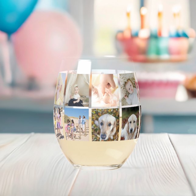 18 FotoCollage Personalisiert Weinglas Ohne Stiel (Insitu (Baby Party))