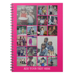 18 FotoCollage und Text - Kann Hot Pink bearbeiten Notizblock