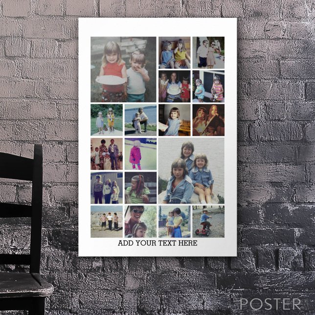 18 FotoCollage und Text - Schwarz bearbeiten Poster (Custom Poster)