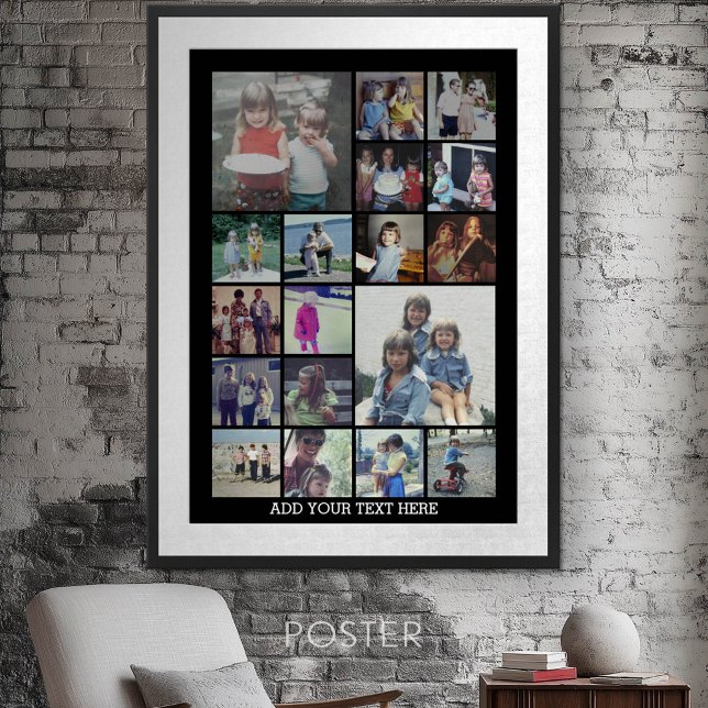 18 FotoCollage und Text - Schwarz bearbeiten Poster (Personalized Poster - Add your photos and text)
