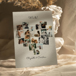18 Fotos Collage Heart Shape Wedding Einladung