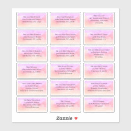 18 Gastname Adresse Pink Lilac Wasserfarben Aufkleber