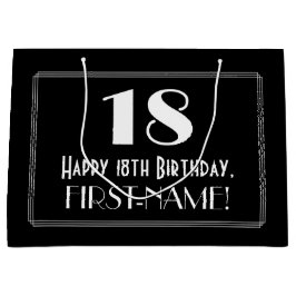 18. Geburtstag: Art Deco Inspiriert Stil "18", Nam Große Geschenktüte