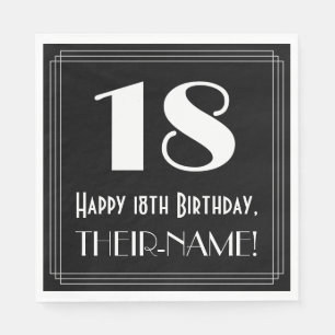 18. Geburtstag ~ Art Deco Look "18", Name Serviette