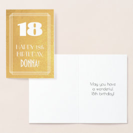 18. Geburtstag ~ Art-Déco-Stil "18" & Individuelle Folienkarte