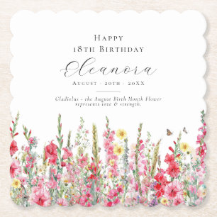 18. Geburtstag August Geburtsmonat Blume Custom Untersetzer