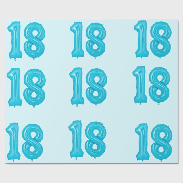 18. Geburtstag Ballon Wrapping Paper Geschenkpapier (Flach)