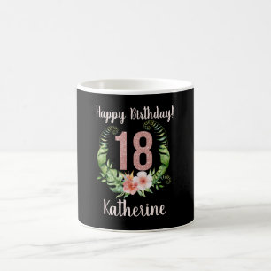 18. Geburtstag Blush Pink Glitzer Blumenname Kaffeetasse