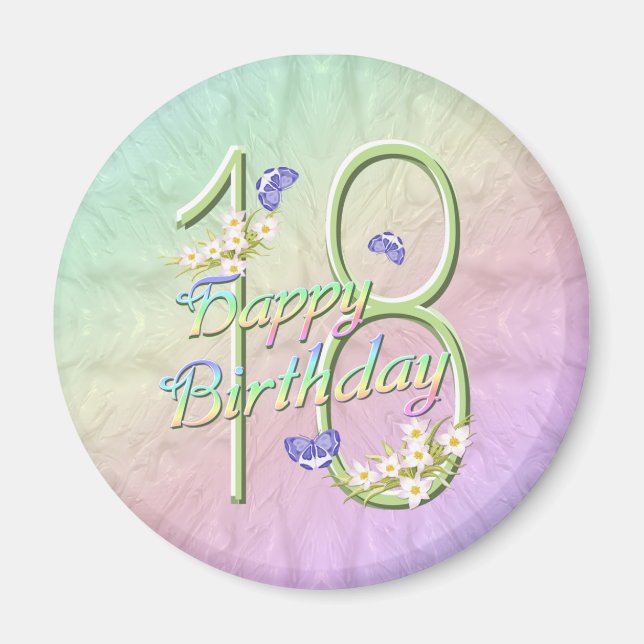 18. Geburtstag Butterfly Garden Magnet (Vorne)