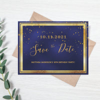 18. Geburtstag dunkelblaues Gold Save the Date