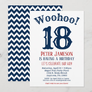 18. Geburtstag Einladung Mens Navy Blue
