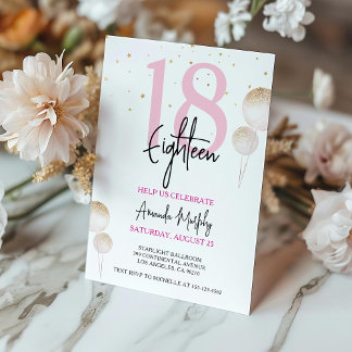 18. Geburtstag Einladung Pink Gold Glitzer