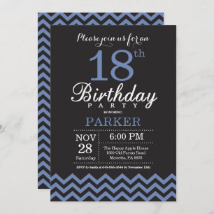 18. Geburtstag Einladung Schwarz und Blau