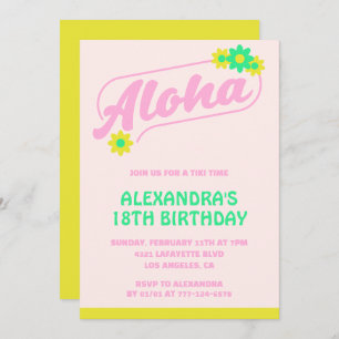18. Geburtstag Einladungen Tropical Aloha Pink