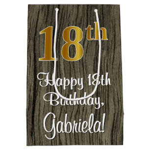 18. Geburtstag: Elegante Imitate Gold Look #, Imit Mittlere Geschenktüte