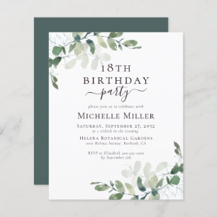 18. Geburtstag Eleganter Eukalyptus Einladung