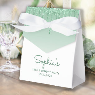 18. Geburtstag Elegantes grünes Glitter-Drip-Scrip Geschenkschachtel