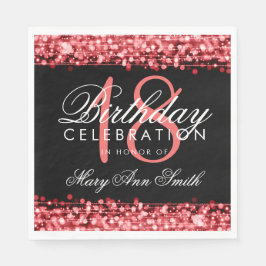18. Geburtstag Elegantes Party Glitzern Rot Serviette