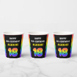 18. Geburtstag: Farbiger Regenbogen # 18, Individu Pappbecher<br><div class="desc">Dieses fröhliche und lustige Geburtstagsthema-Papier-Cup-Design zeichnet sich durch die Zahl "18" mit einem lebhaften,  farbenfrohen Regenbogenspektrum inspiriertes Farbverlaufsmuster aus,  zusammen mit der Meldung "HAPPY 18. BIRTHDAY" und einem personalisierten Empfängernamen. Fröhliche Papiertassen wie diese könnten sich bei einem Party für jemanden,  der seinen achtzehnten Geburtstag feiert,  amüsieren lassen. [~Z0000639]</div>