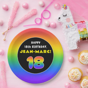 18. Geburtstag: Farbiger Regenbogen # 18, Individu Pappteller