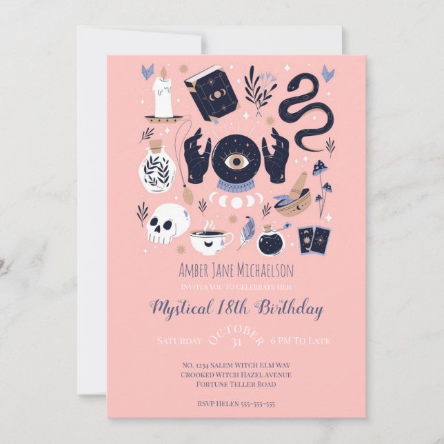 18. Geburtstag Fortune Teller Mystic Einladung (Vorderseite)