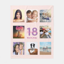 18. Geburtstag Foto Collage Rose Gold Rosa Fleecedecke