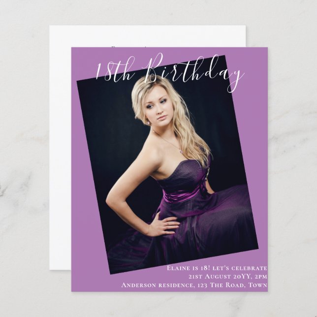 18. Geburtstag FOTO Einladung zur Ankündigung (Vorne/Hinten)