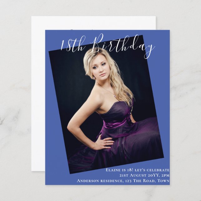 18. Geburtstag FOTO Einladung zur Ankündigung (Vorne/Hinten)
