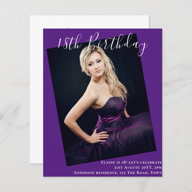 18. Geburtstag FOTO Einladung zur Ankündigung (Vorne/Hinten)