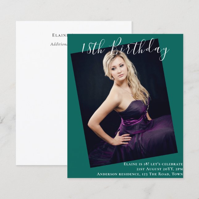 18. Geburtstag FOTO Einladung zur Ankündigung (Vorne/Hinten)