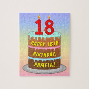 18. Geburtstag: Fun Cake and Candles + Individuell Puzzle