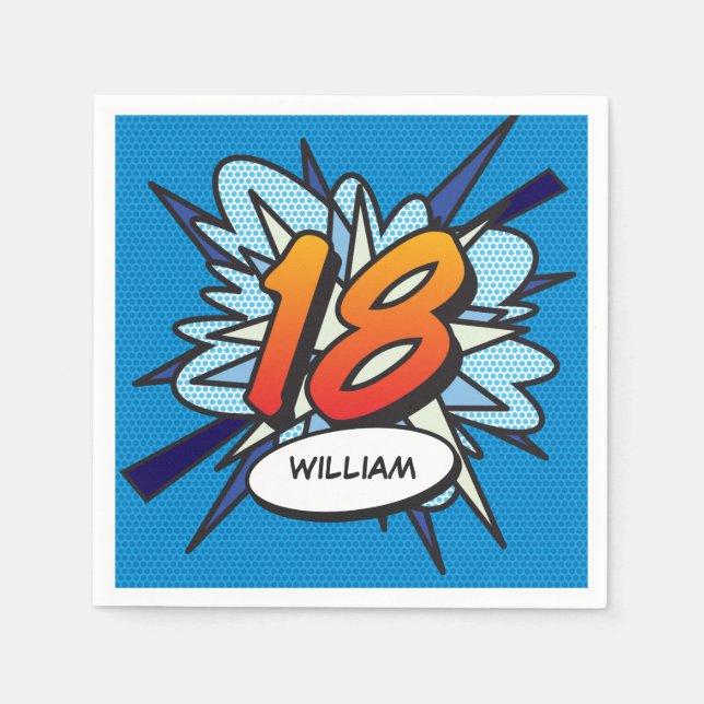 18 Geburtstag Fun Retro Comic Book Serviette (Vorderseite)