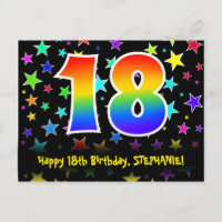 18. Geburtstag: Fun Stars Pattern, Regenbogen 18,