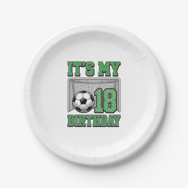 18. Geburtstag Fußball Vintage Pappteller (Vorderseite)