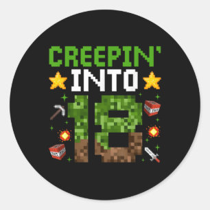 18. Geburtstag Gamer Pixel Creepin" in 18 Video G Runder Aufkleber