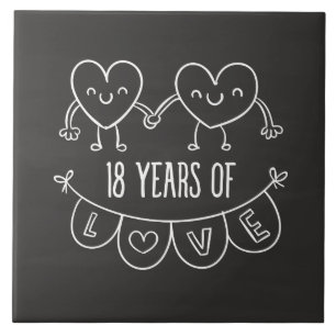 18. Geburtstag Geschenk Chalk Herzen Fliese