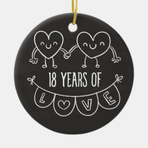 18. Geburtstag Geschenk Chalk Herzen Keramik Ornament