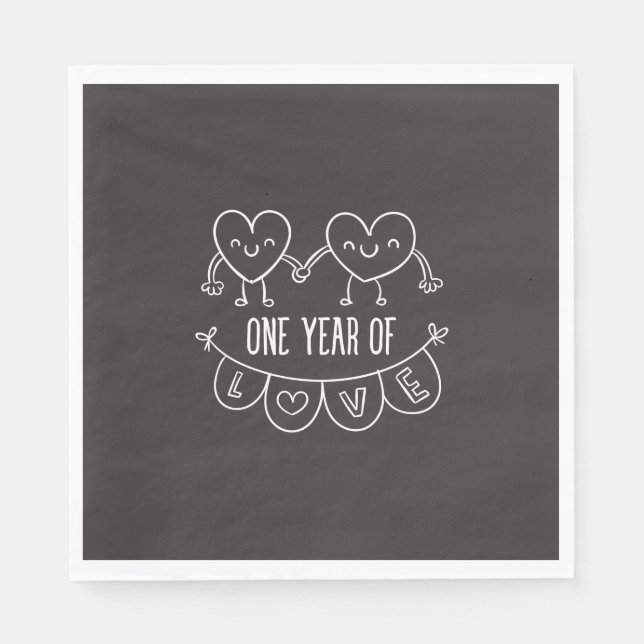 18. Geburtstag Geschenk Chalk Herzen Serviette (Vorderseite)