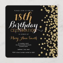 18. Geburtstag Gold Imitate Glitzer Confetti Black