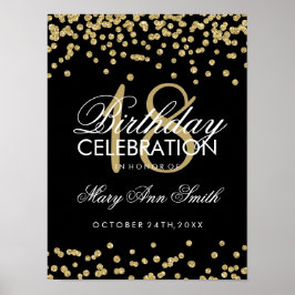 18. Geburtstag Gold Imitate Glitzer Confetti Black Poster