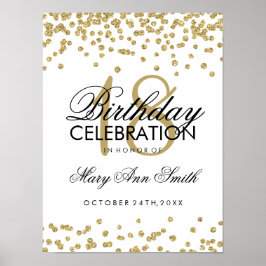 18. Geburtstag Gold Imitate Glitzer Confetti White Poster