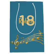 18. Geburtstag Goldgold Musiknoten aquamarin blau 