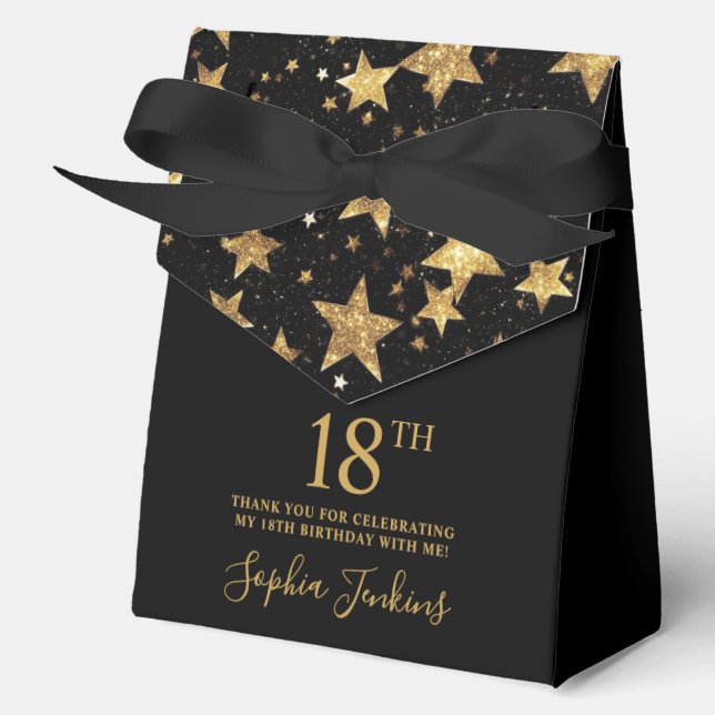 18. Geburtstag Goldsterne Danke  Geschenkschachtel (Vorderseite)