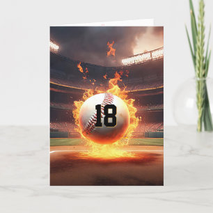18. Geburtstag im Baseball-Flaming Karte