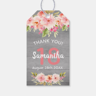 18. Geburtstag Koralle Dahlia Blume grau Vielen Da Geschenkanhänger