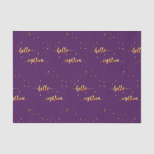 18. Geburtstag lila Gold hello 18 Typografie Seidenpapier